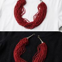 Collana vintage multifilo color rosso corallo