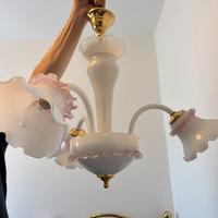 Lampadario vetro murano vintage tre bracci