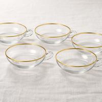 Set 5 coppe dessert vintage anni 50/60 vetro oro