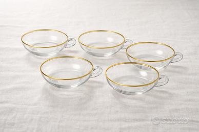 Set 5 coppe dessert vintage anni 50/60 vetro oro