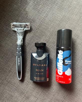 Gillette lametta + schiuma + balsamo Bulgari