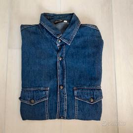 Camicia Jeans maniche lunghe Vintage blu scura