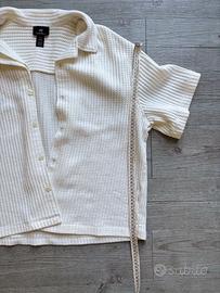 H&M uomo XL – maglia bianca effetto piqué