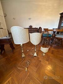 Set di 3 Lampade Vintage Ottone  e Pergamena  
