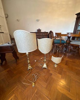 Set di 3 Lampade Vintage Ottone  e Pergamena  