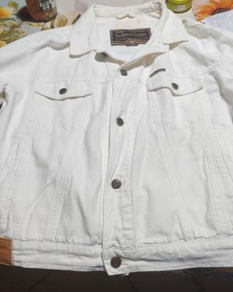 giubbino jeans bianco Marlboro 