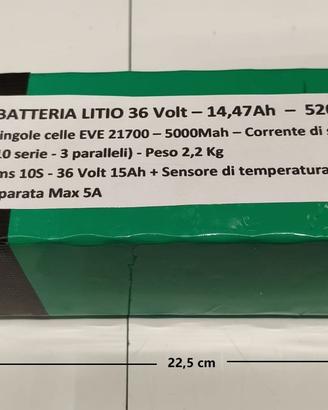 BATTERIA LITIO BICI ELETTRICA  36V -520 Wattora