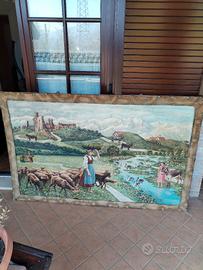 Arazzo antico  dipinto a mano su tela 