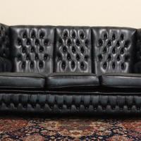 Divano Chesterfield bergere monk 3 posti in pelle