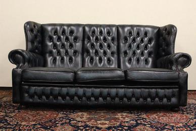 Divano Chesterfield bergere monk 3 posti in pelle