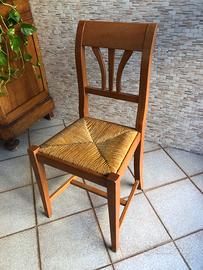 6 sedie in legno e paglia