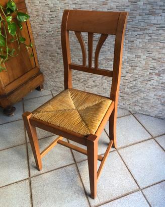 6 sedie in legno e paglia