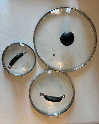 3 coperchi di vetro diametri 28 / 20 / 14