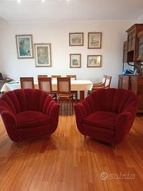 2 poltrone velluto e legno