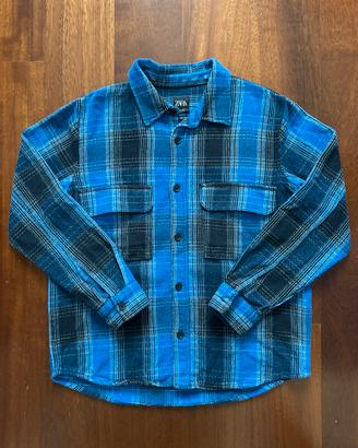 Giacca camicia Zara nera e blu