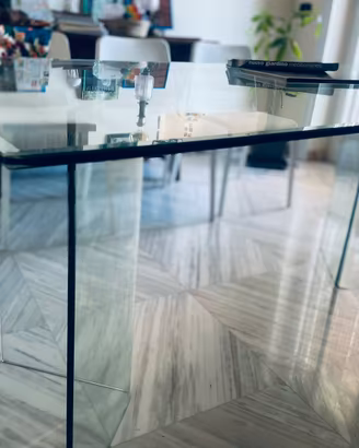 Tavolo tutto in vetro design 180X90 Cristallo 10mm