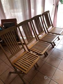 Sedie legno massello pieghevoli da giardino