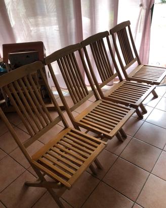 Sedie legno massello pieghevoli da giardino