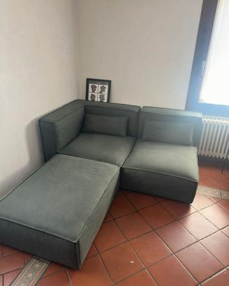Divano Modulare verde muschio 2 posti+ pouf