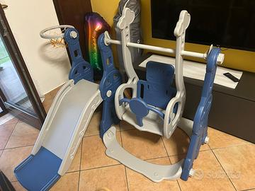 Altalena/scivolo bambini 3 in 1 con canestro