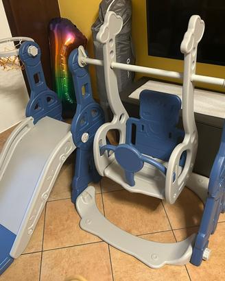 Altalena/scivolo bambini 3 in 1 con canestro