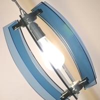 Lampadario Fontana Arte 1960 Vetro Blu E Metallo