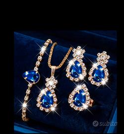 Set Gioielli Blu Zaffiro e Oro - Elegante e Nuovo