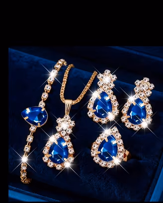 Set Gioielli Blu Zaffiro e Oro - Elegante e Nuovo