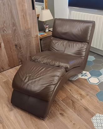 CHAISE LONGUE IN VERA PELLE - DESIGN ITALIANO