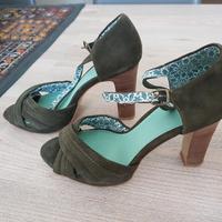 Scarpe Benetton vero camoscio verde militare n.36