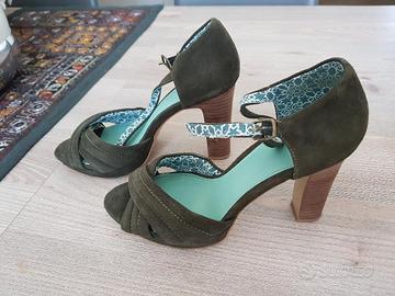 Scarpe Benetton vero camoscio verde militare n.36