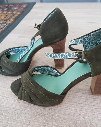 Scarpe Benetton vero camoscio verde militare n.36