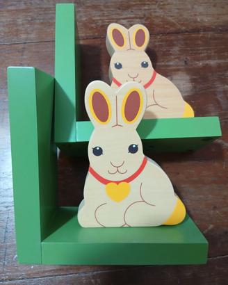 Fermalibro Thun in legno coniglietto