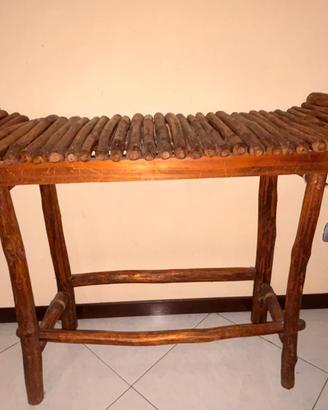 CONSOLLE/TAVOLO ETNICO in legno con 2 sedie