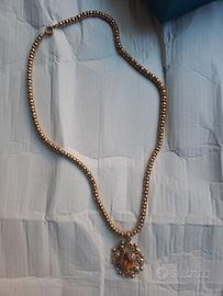 COLLANA ORO 18K 750 MEDAGLIA AMBRA