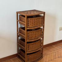 Cassettiera vintage in rattan