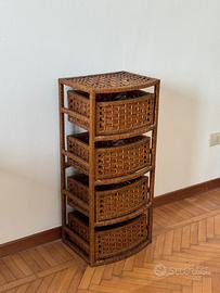Cassettiera vintage in rattan