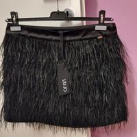 Gonna nera Liu Jo di raso con piume