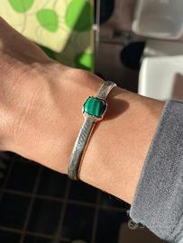 Bracciale argento a schiava pietra verde