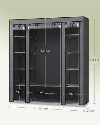 Armadio guardaroba in tessuto 150x45x175