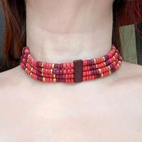 Collana choker nuova legno e cuoio