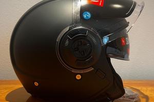 Nuovo casco jet doppia visiera colore nero opaco