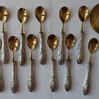 12 cucchiaini antichi dolce+paletta manico argento