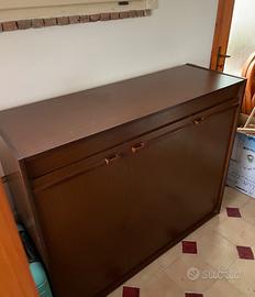 Letto a scomparsa con mobile in legno