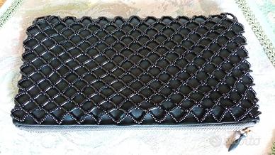 Borsello Pochette anni'60 raso nero e coralli