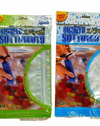 Stock sacchetti sottovuoto per alimenti 