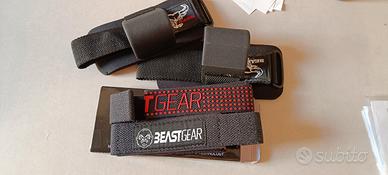 Ganci sollevamento pesi + fasce polsi palestra