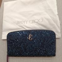 Pochette/portafoglio blu glitterata Jimmy Choo 