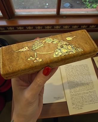 Antico plumier pietra decorato madreperla anni 20