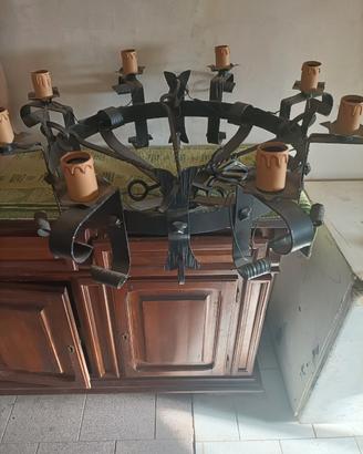 lampadario grande in ferro battuto artigianale fun